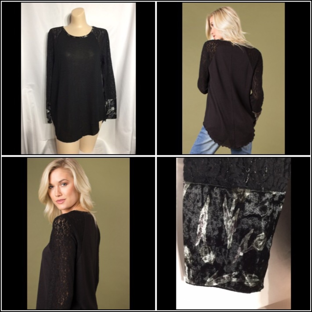 NWT S to XXL Simply Noelle love of lace top black top 2052